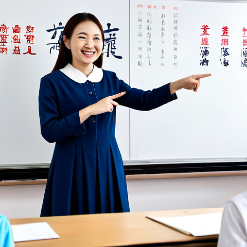 **

A professional female teacher in a modest dress, standing in front of a whiteboard in a bright, modern classroom. Students are seated at desks, engaged in learning. The teacher is smiling warmly and pointing to a lesson on the board related to traditional Chinese culture. Safe for work, appropriate content, fully clothed, professional, family-friendly, perfect anatomy, correct proportions, natural pose, well-formed hands, proper finger count, natural body proportions.

**