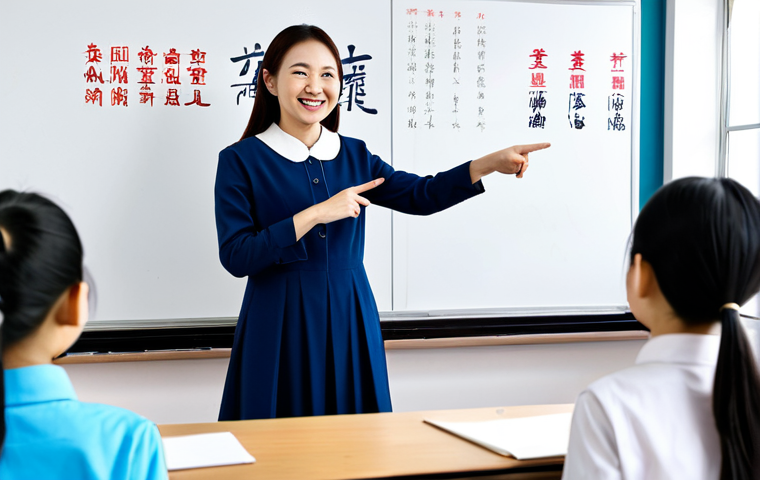 **

A professional female teacher in a modest dress, standing in front of a whiteboard in a bright, modern classroom. Students are seated at desks, engaged in learning. The teacher is smiling warmly and pointing to a lesson on the board related to traditional Chinese culture. Safe for work, appropriate content, fully clothed, professional, family-friendly, perfect anatomy, correct proportions, natural pose, well-formed hands, proper finger count, natural body proportions.

**