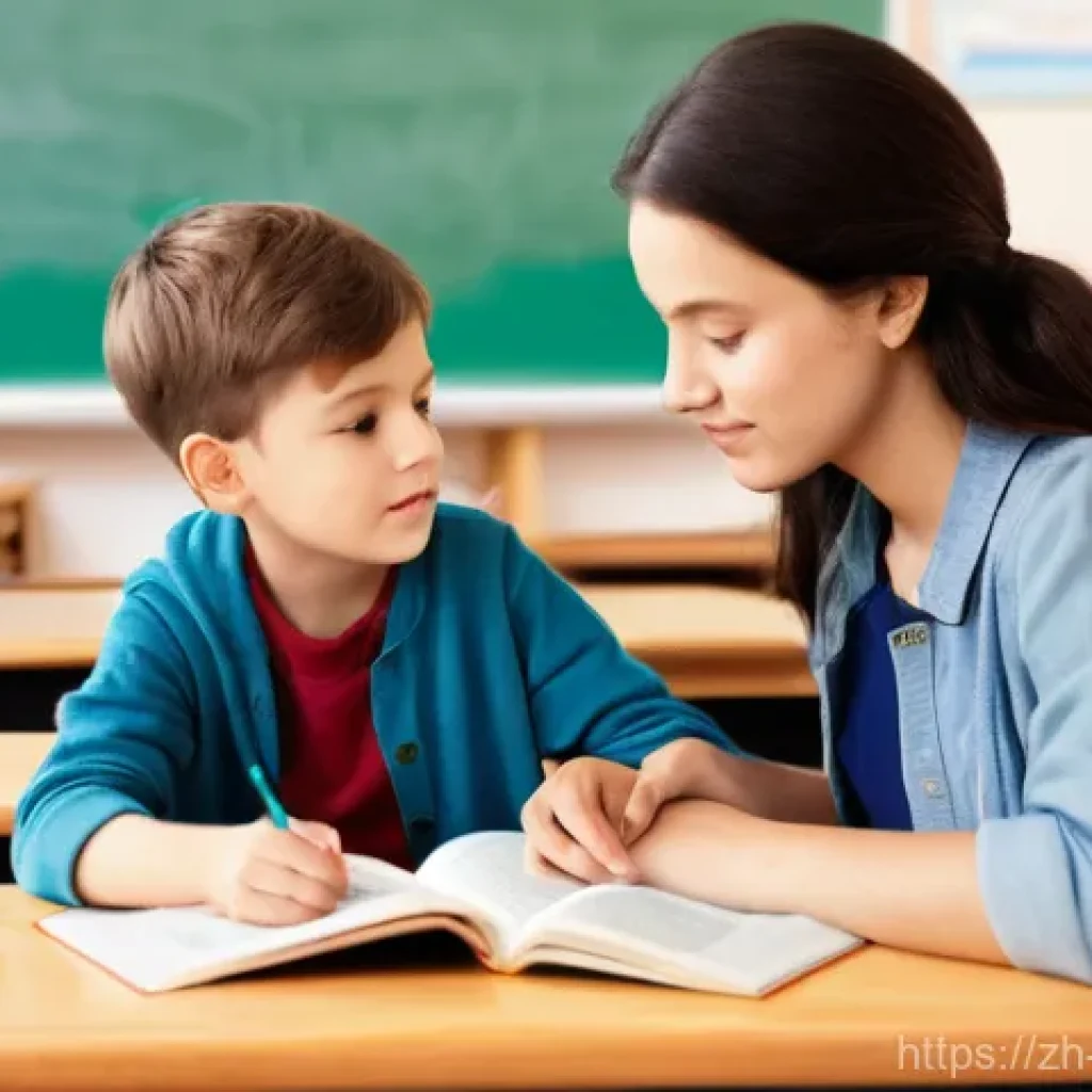 교사 문제학생 지도 사례 - **Prompt:** A warm, inviting classroom scene bathed in soft, natural sunlight. A compassionate femal...