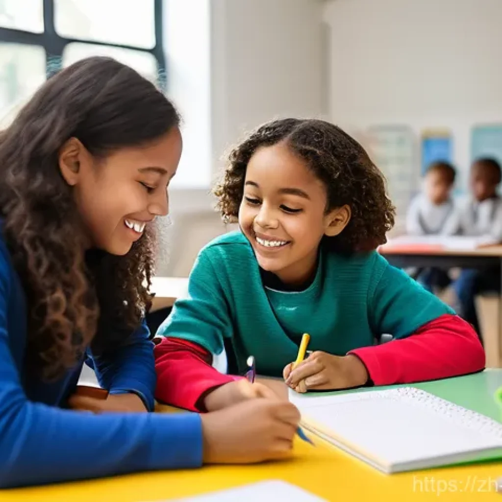 교사 코티칭 Co Teaching 사례 - **Collaborative Classroom Harmony**
An energetic and bright classroom scene during a collaborati...