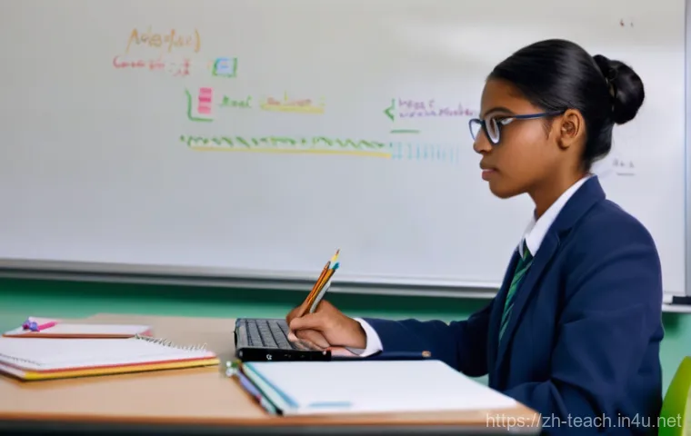 교사 수업 중 돌발 상황 대처법 - **Empathetic Teacher's Guidance:** In a quiet, private corner of a school library or a warm, unclutt...