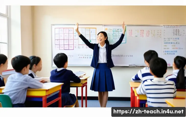 교사 시간 관리 비법 - **Prompt:** A brightly lit, modern classroom scene. A young female teacher, dressed in smart casual ...