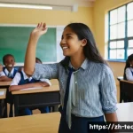 교사 해외 자격증 취득 가이드 - **Prompt:** A dynamic and inclusive international classroom scene. A female teacher, in her late 20s...