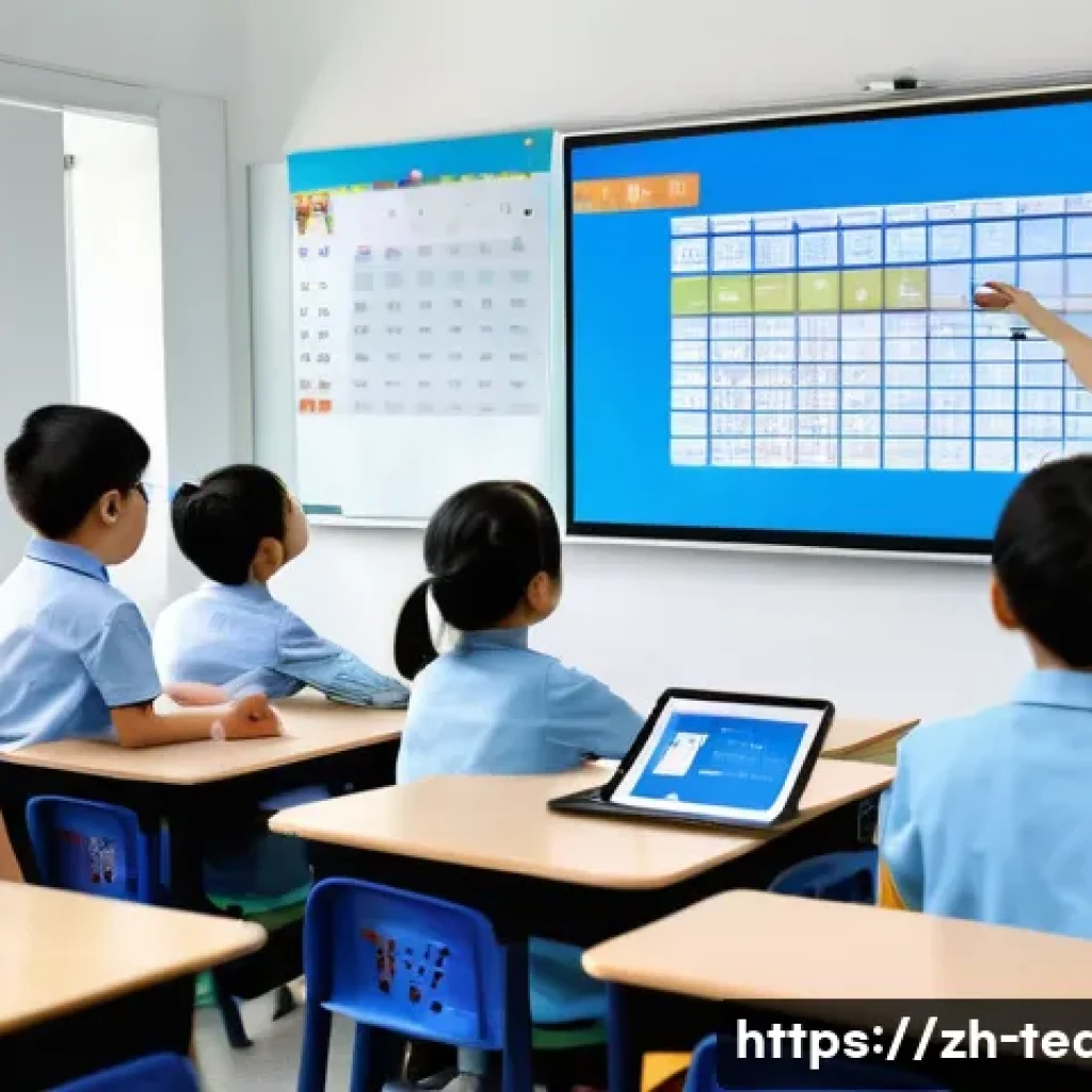 교사 교육 정책 변화 대응법 - A modern classroom scene in a Chinese school setting, featuring a diverse group of attentive student...