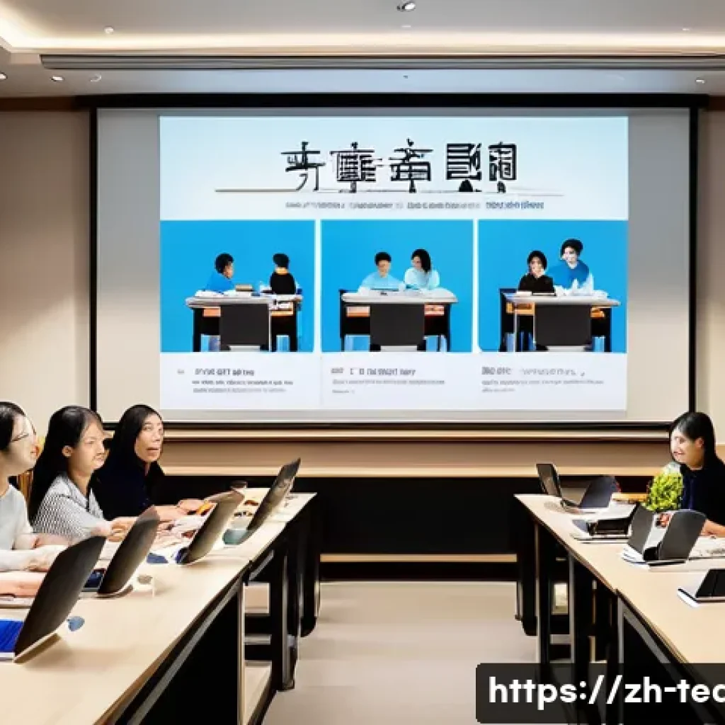 교사 조직 내 갈등 해결 사례 - A modern Chinese school staff meeting scene, featuring a diverse group of teachers in a bright confe...