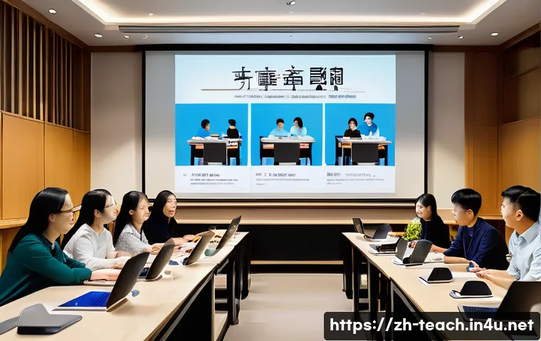 교사 조직 내 갈등 해결 사례 - A modern Chinese school staff meeting scene, featuring a diverse group of teachers in a bright confe...