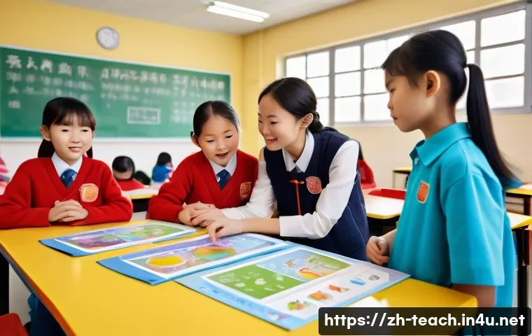 교사 가정 연계 교육 사례 - A warm and vibrant classroom scene during a parent open day event in a modern Chinese school, showin...