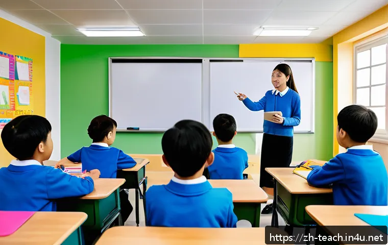 교사 교육목표 달성 전략 - A modern classroom scene focused on personalized teaching methods: a diverse group of attentive stud...